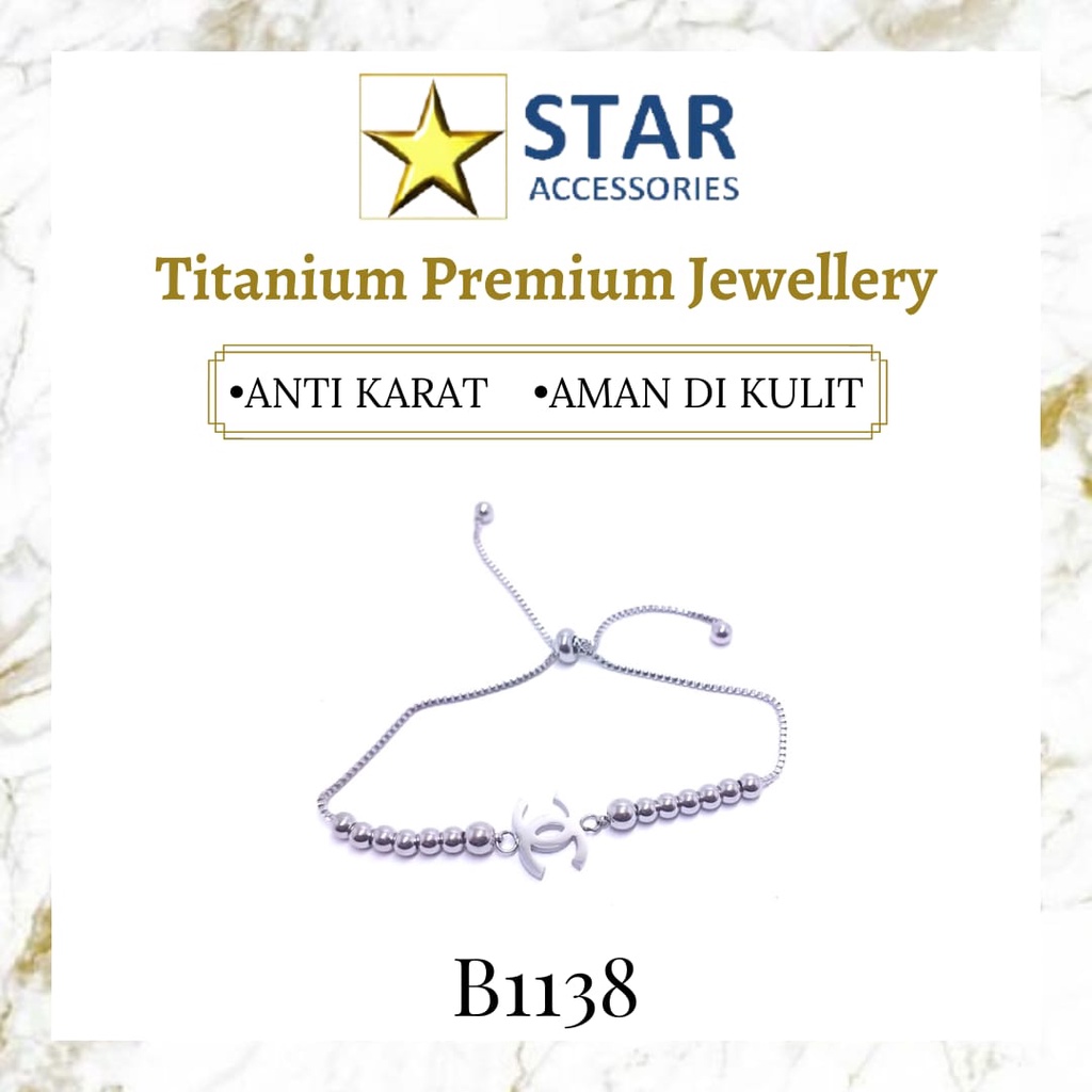 Gelang Titanium Channel Serut Silver | Gelang Titanium Chanel Serut Perak