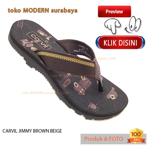 Sandal anak casual sandal jepit spons CARVIL JIMMY BROWN BEIGE