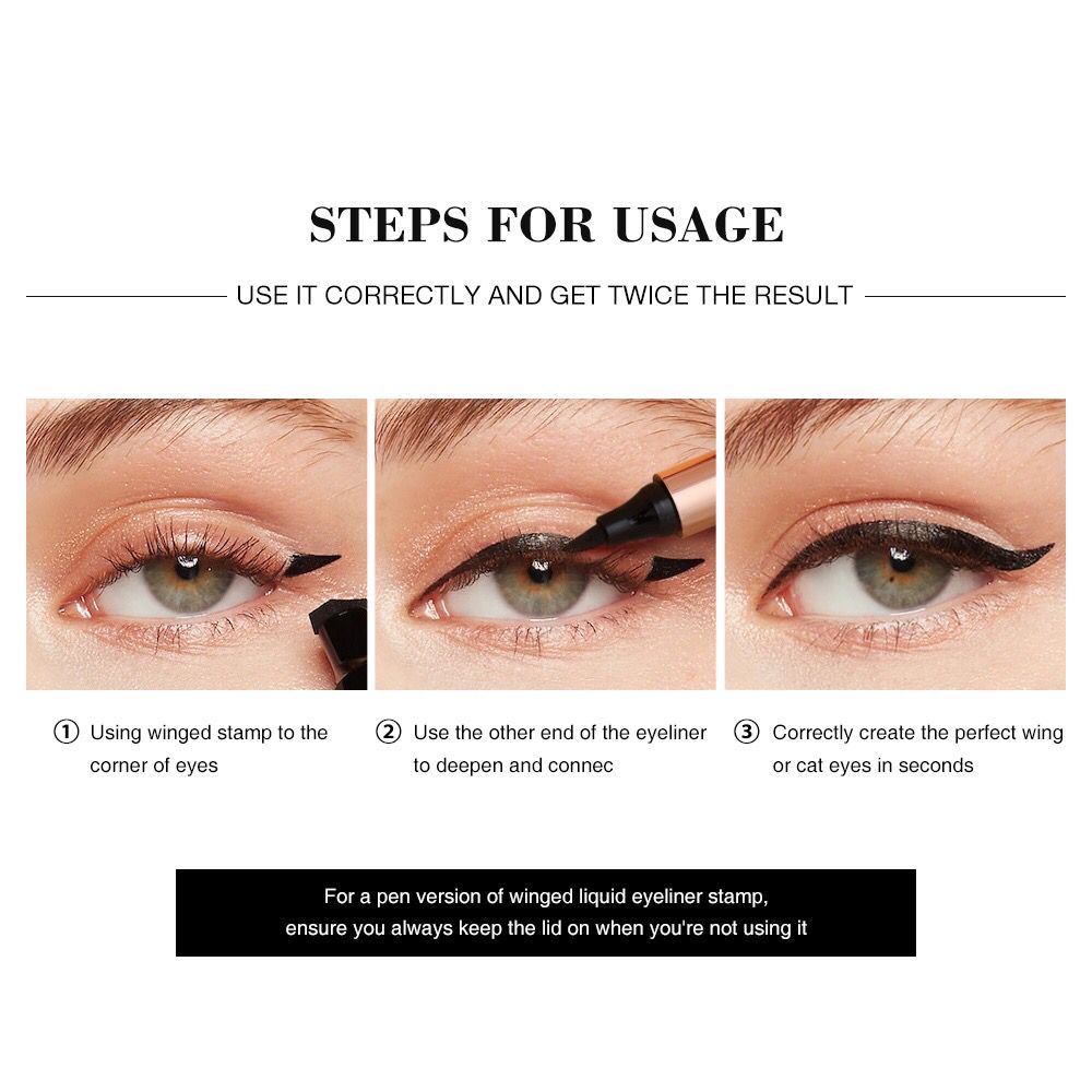 COD/ready stock/O.TWO.O Stamp Eyeliner Black Double Head Waterproof Pencil | Miraculous Cat Eye Stamp Eyeliner Pen