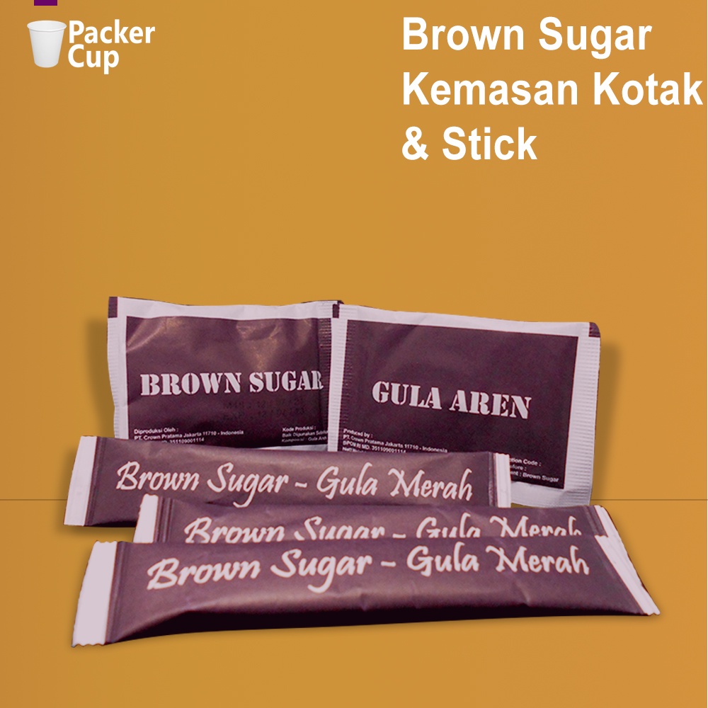 

Brown Sugar Sachet / Gula Semut / Gula Merah / Gula Aren Kemasan Stick & Kotak +- 6g, Harga per 100pcs