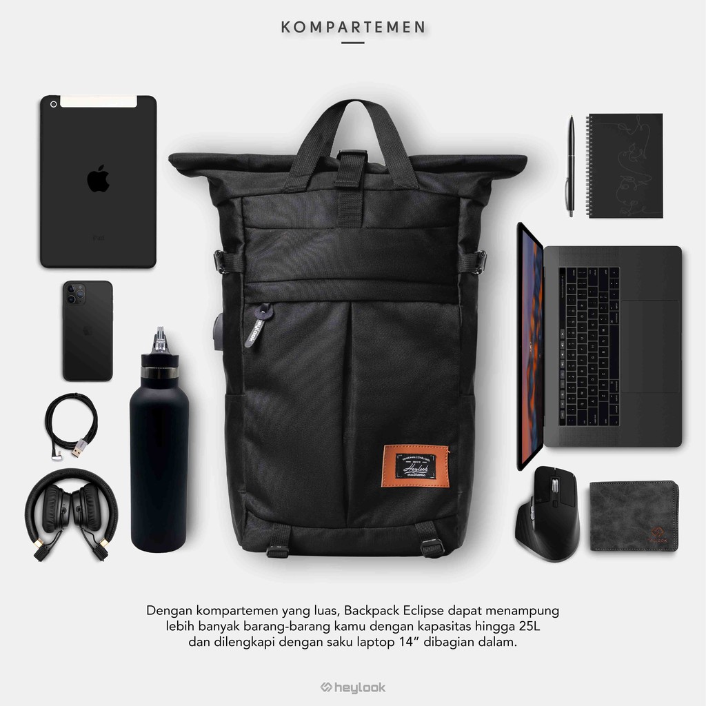 HEYLOOK Project -  Tas Ransel Laptop ECLIPSE Backpack Pria Wanita Tas Leptop Sekolah Tas Punggung Tas Kuliah Perempuan Tas Kerja Cowok Tas Travelling Terbaru