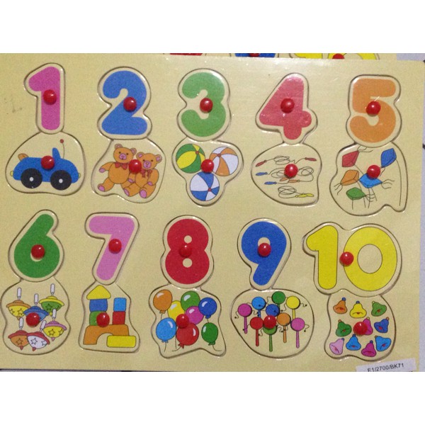 Puzzle Kayu Angka Berhitung 1-10 Wood Knob Mainan Edukasi Anak