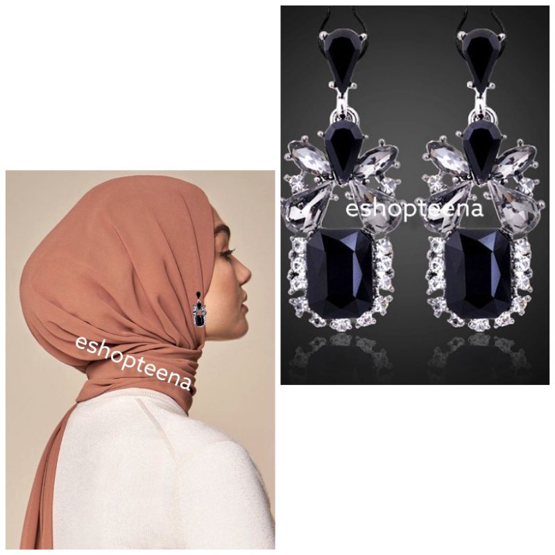 A109 anting hijab juntai full mata diamond_anting jilbab