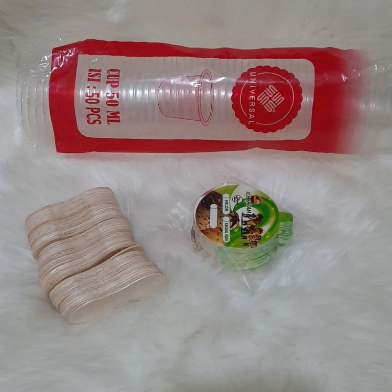 Cup ice cream Plastik 50ml Bening/Putih Susu