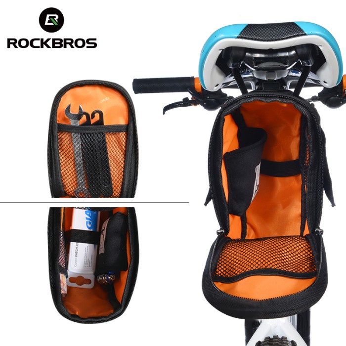 sepeda-tas- rockbros tas sadel jok sepeda waterproof + holder tempat botol minum -tas-sepeda.