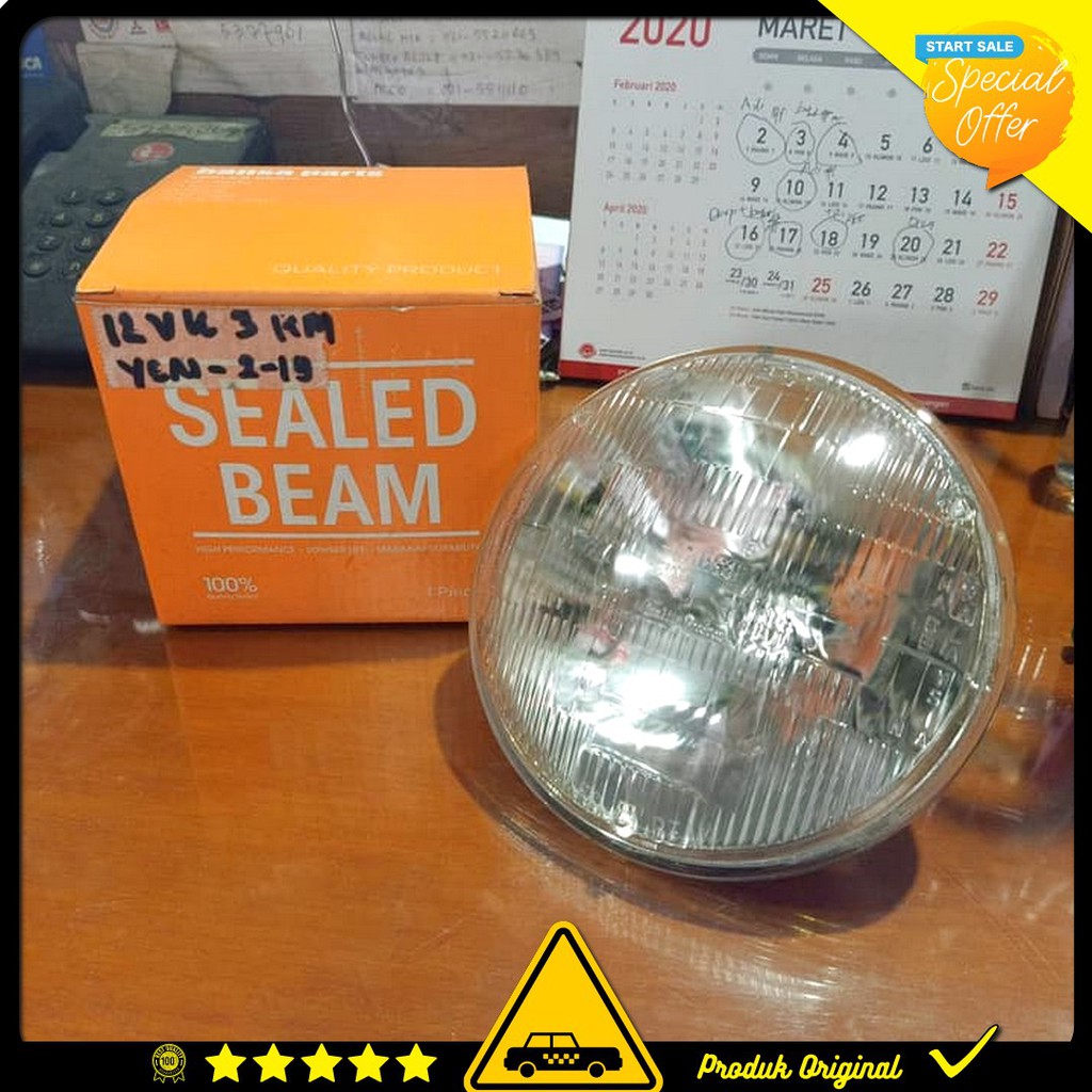 Hansa Parts Lampu Depan Sealed Beam Hs-4000 Bulat 5" Kaki 3 12V / 37.5 / 60W 5 Inch