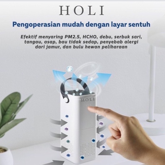 HOLI HL-7705 Portable Air Purifier Mini HEPA Filter Ion Negatif Anion