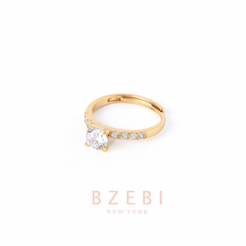 Bzebi Cincin Emas 916 18k Model Terbuka Dapat Disesuaikan Gaya Klasik Korea Untuk Hadiah Ulang Tahun 916 70r