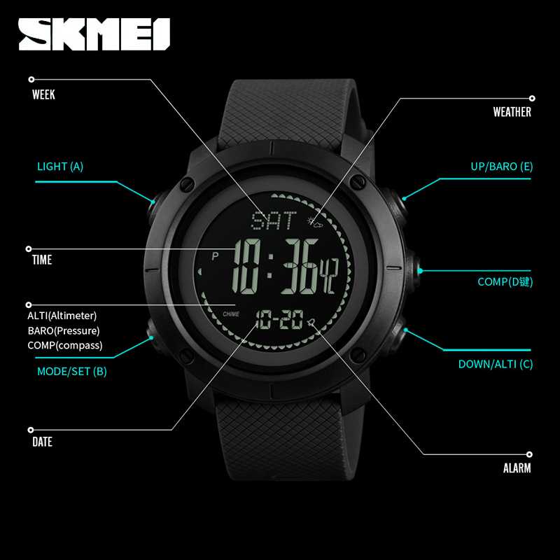 IDN - SKMEI Jam Tangan Digital Sporty Pria Pedometer Calorie Compass - 1427