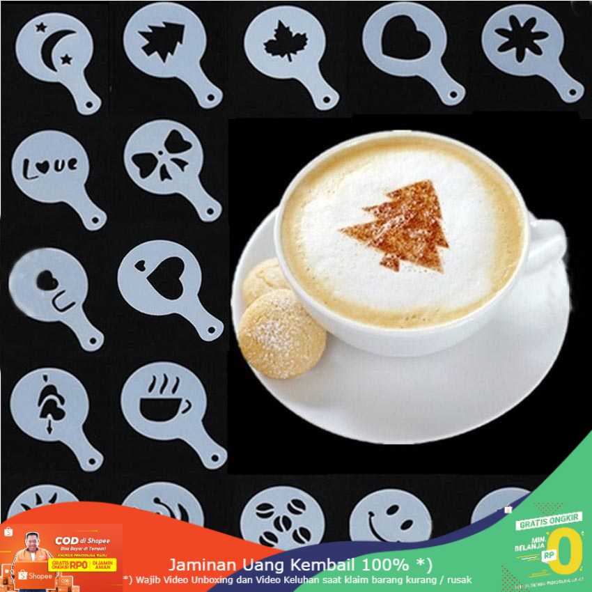 (BISA COD) RVOSTR Cetakan Busa Foam Kopi Latte Art 16 PCS - JJYE01