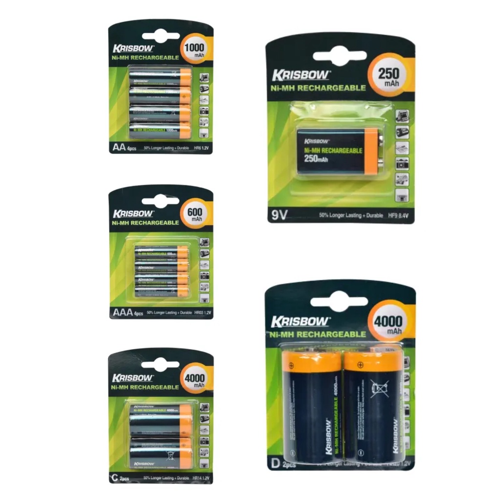 ACE Krisbow Set Baterai Rechargeable NiMH Size C/Size D/Size Aaa/Size Aa