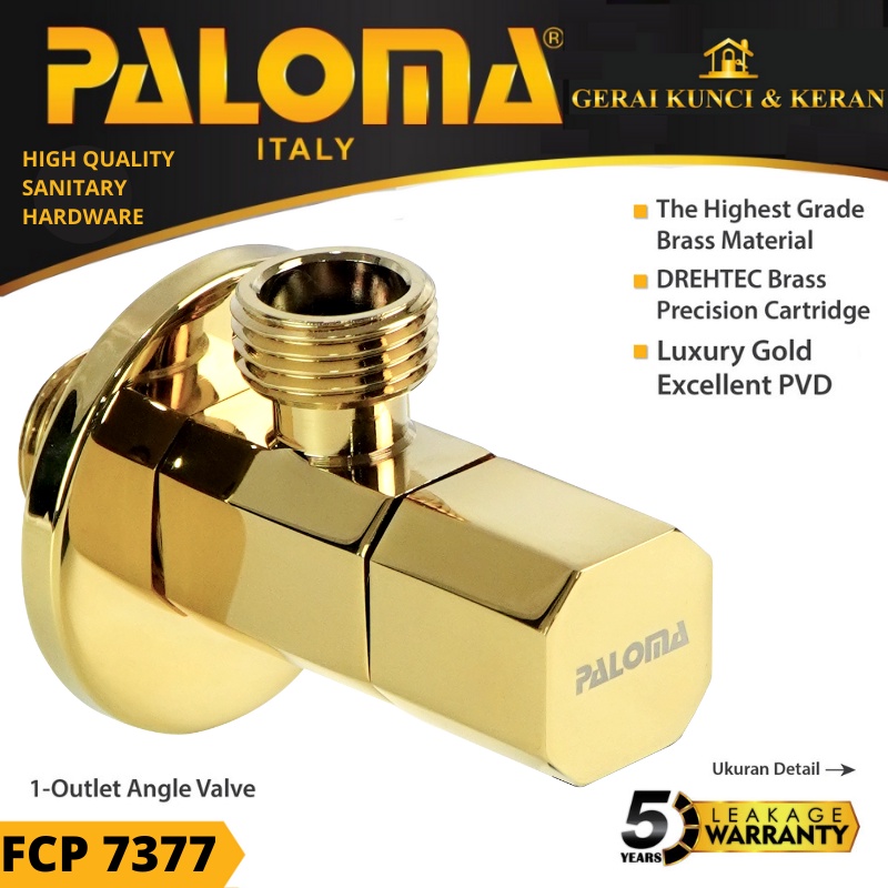 PALOMA FCP 7377 Keran Stop Toilet WC Jet Shower Valve Tembok Kran Air EMAS GOLD LUXURY PVD