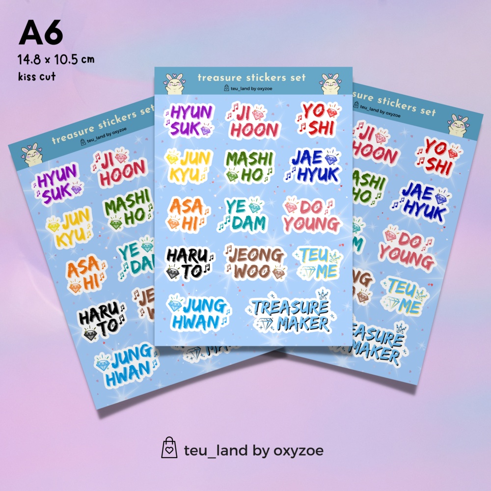 

TREASURE MEMBER NAME STICKER SET / STIKER KPOP TREASURE