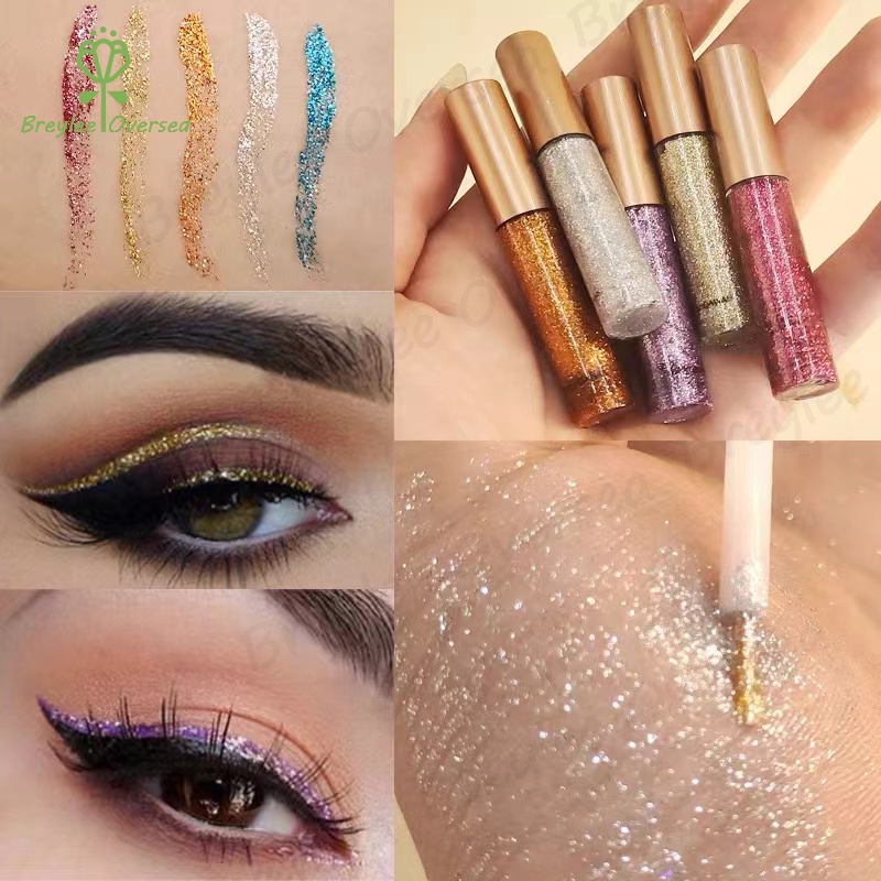 【Baru】HANDAIYAN 10 Colors Liquid Glitter Eyeliner, Metallic Shimmer Glitter Eyeshadow, Long Lasting Waterproof Sparkling Eyeliner Eye Shadow