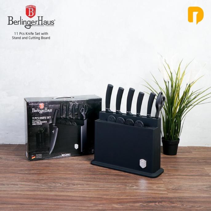 

PISAU SET BERLINGER HAUS 11 PCS KNIFE SET WITH STAND AND CUTTING BOARD BVN65496G