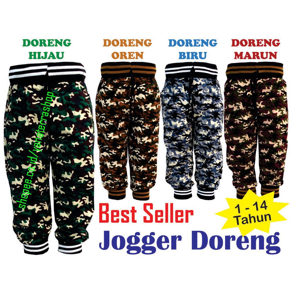 Mantroll Celana  Panjang  Anak jogger Army  Loreng usia 1 14 