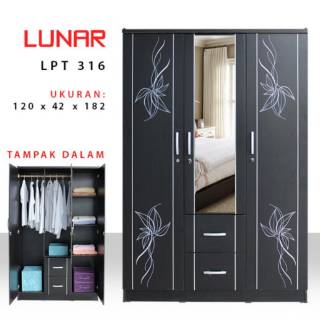  Lemari  Pakaian  3  Pintu  Cermin Seri LPT 316 Shopee 