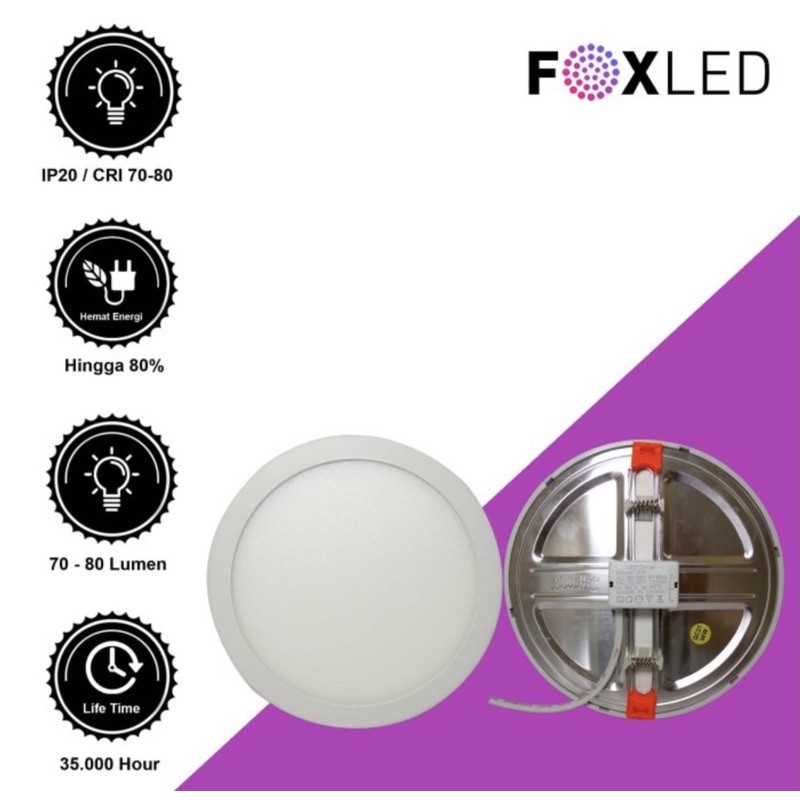 Lampu LED Downlight Panel 8W 8 W 8Watt / DownLight LED Bulat Putih - Garansi 1 Tahun FOXLED