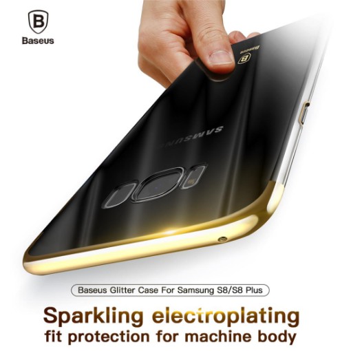 Samsung s8/s8 plus Baseus Glitter Case Transparent Hard Casing - Hitam