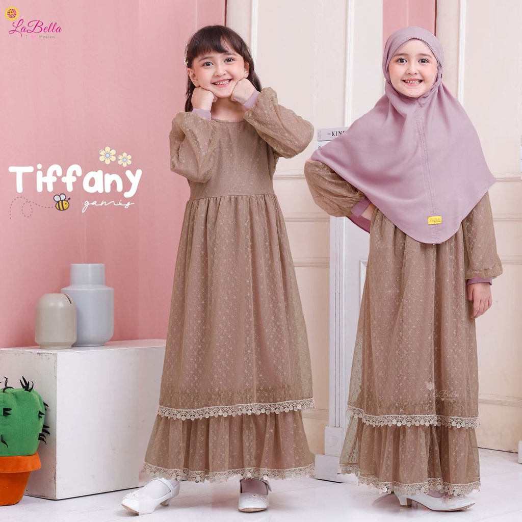 TFN 13  Muslim Setelan Gamis Pesta Anak Labella Tiffany Mocca Dusty Purple