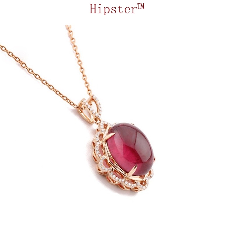 New Graceful and Fashionable Rose Gold Inlaid Ruby Pendant Clavicle Chain