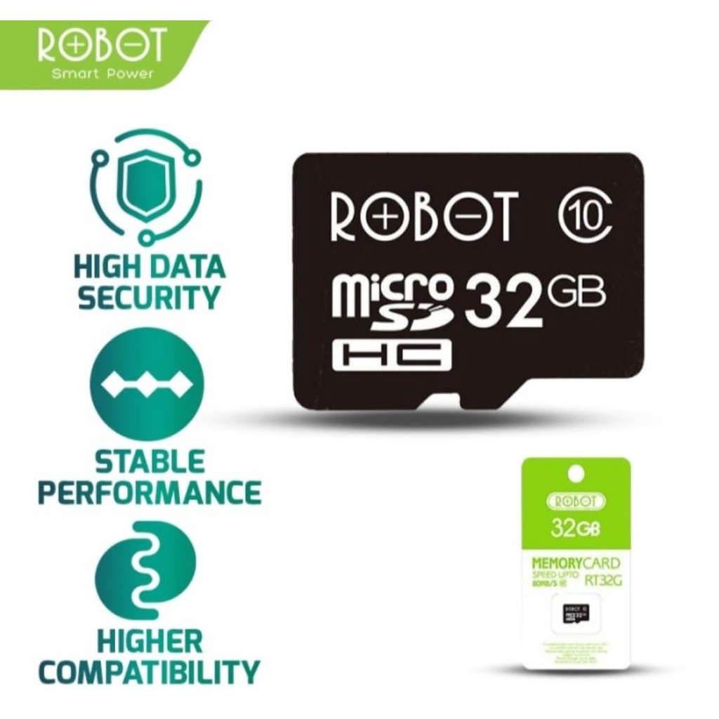 Memory Card-MMC Micro SD ROBOT 4GB-8GB-16GB-32GB Memory Card MicroSD-MMC ROBOT SPEED UP TO 80MB/s CLASS 10 ( ORIGINAL)