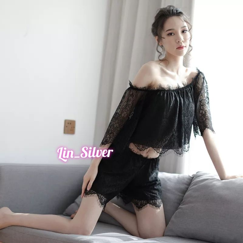 Lingerie Set Baju Tidur Gaun Malam Seksi Wanita Premium Jumbo L XL