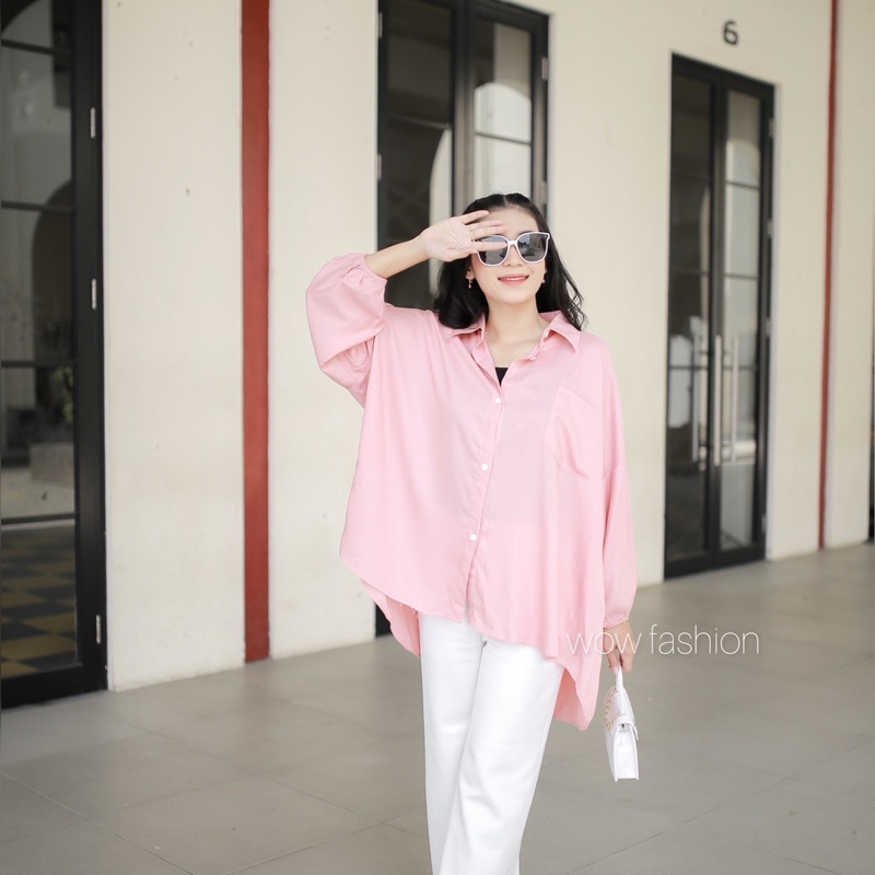 WOW-Kemeja Oversize Jumbo - Kemeja Rayon Twill Wanita