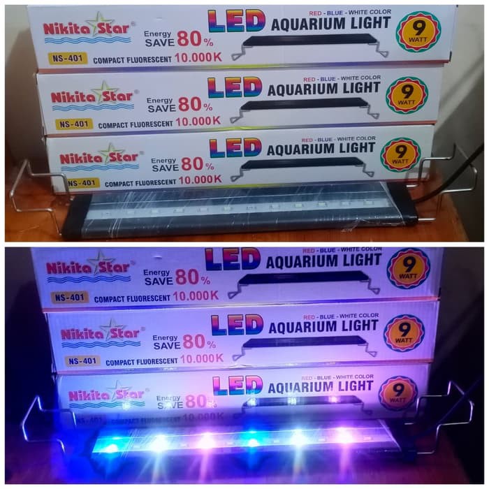 LAMPU LED NIKITA STAR NS 401 (3 WARNA) / LAMPU LED AQUARIUM 9 WATT