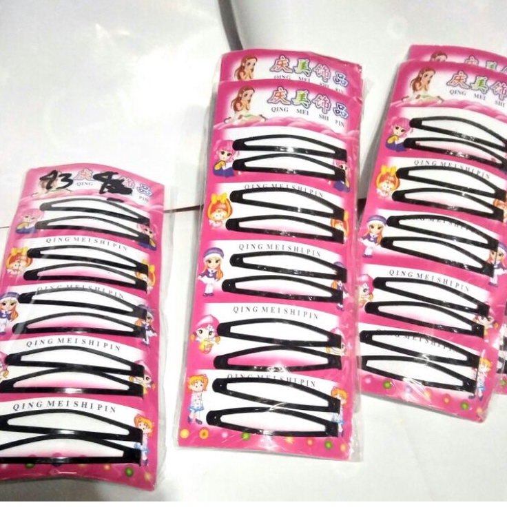 JEPIT RAMBUT HITAM PINK CARD/ JEPITAN RAMBUT TIPTOP PINK CARD PANJANG 6 CM ISI 10 PCS