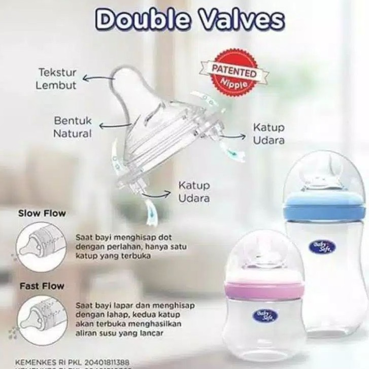 3pcs-Baby Safe Wide Neck Bottle  Babysafe Milk Flow Botol Susu 125ml &amp; 250ml/isi 3pcs