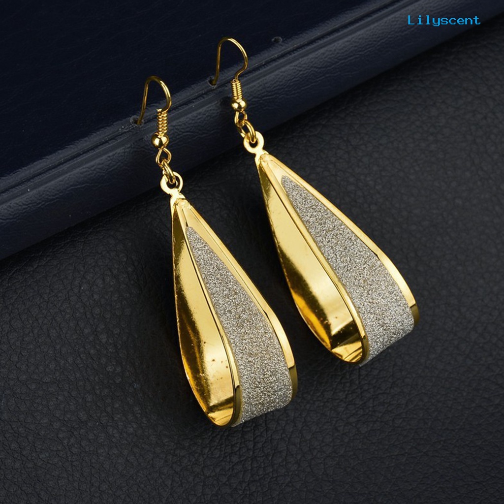 Anting Kait Bentuk Tetesan Air Model Hollow Bahan Alloy Untuk Pesta Pernikahan