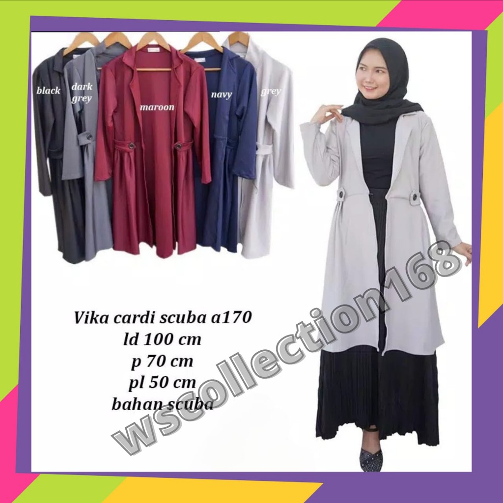 (COD) Kardigan Panjang Wanita / Outer wanita murah / Cardigan kekinian / Vika Cardi Scuba A171 OS001