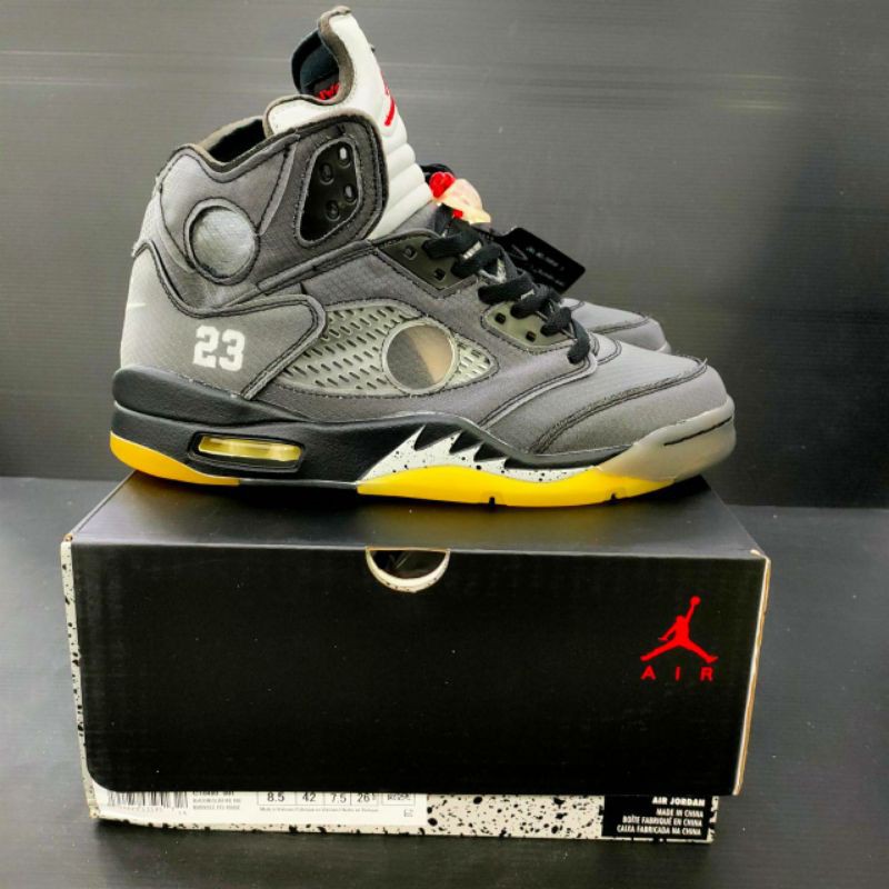 Jordan 5 Retro Off-White Black-Black/Muslin-Fire Red