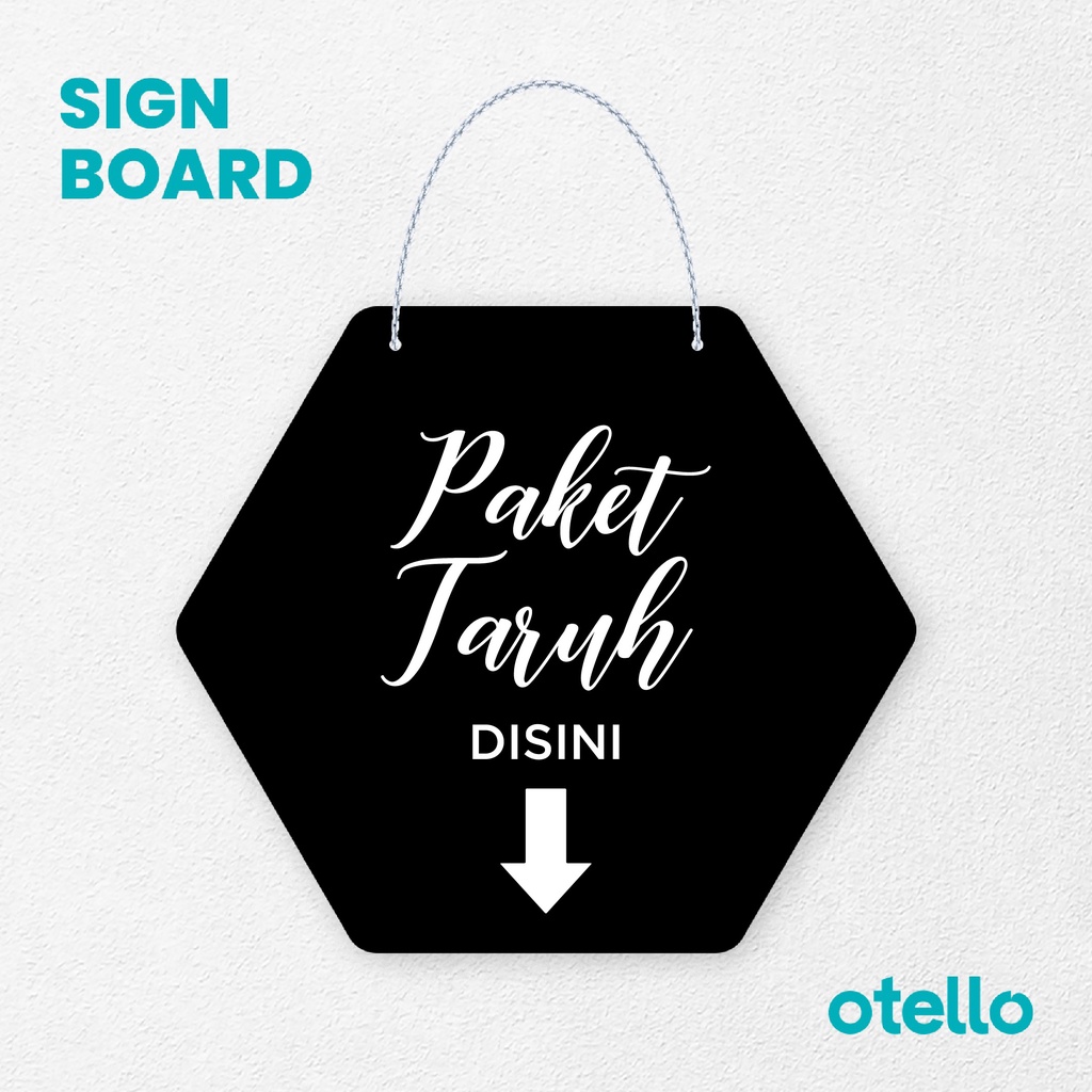 Otello Signage Paket Taruh Disini Latin Signage Board Acrylic Papan Gantung Akrilik Rantai Petunjuk Toko Modern Minimalist Kafe Restoran Kantor Gedung Cafe