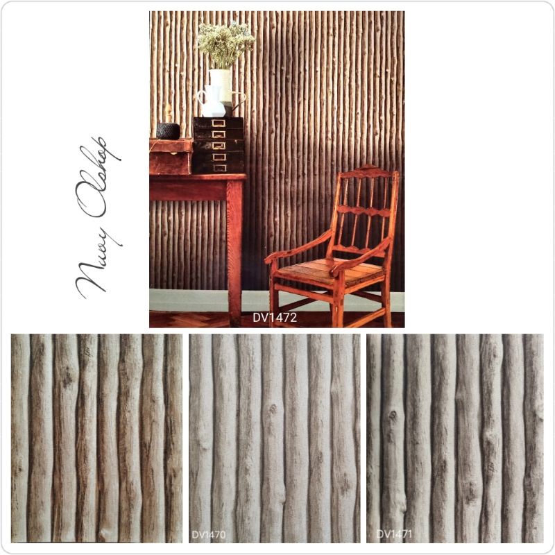 WALLPAPER DINDING VINYL MOTIF KAYU