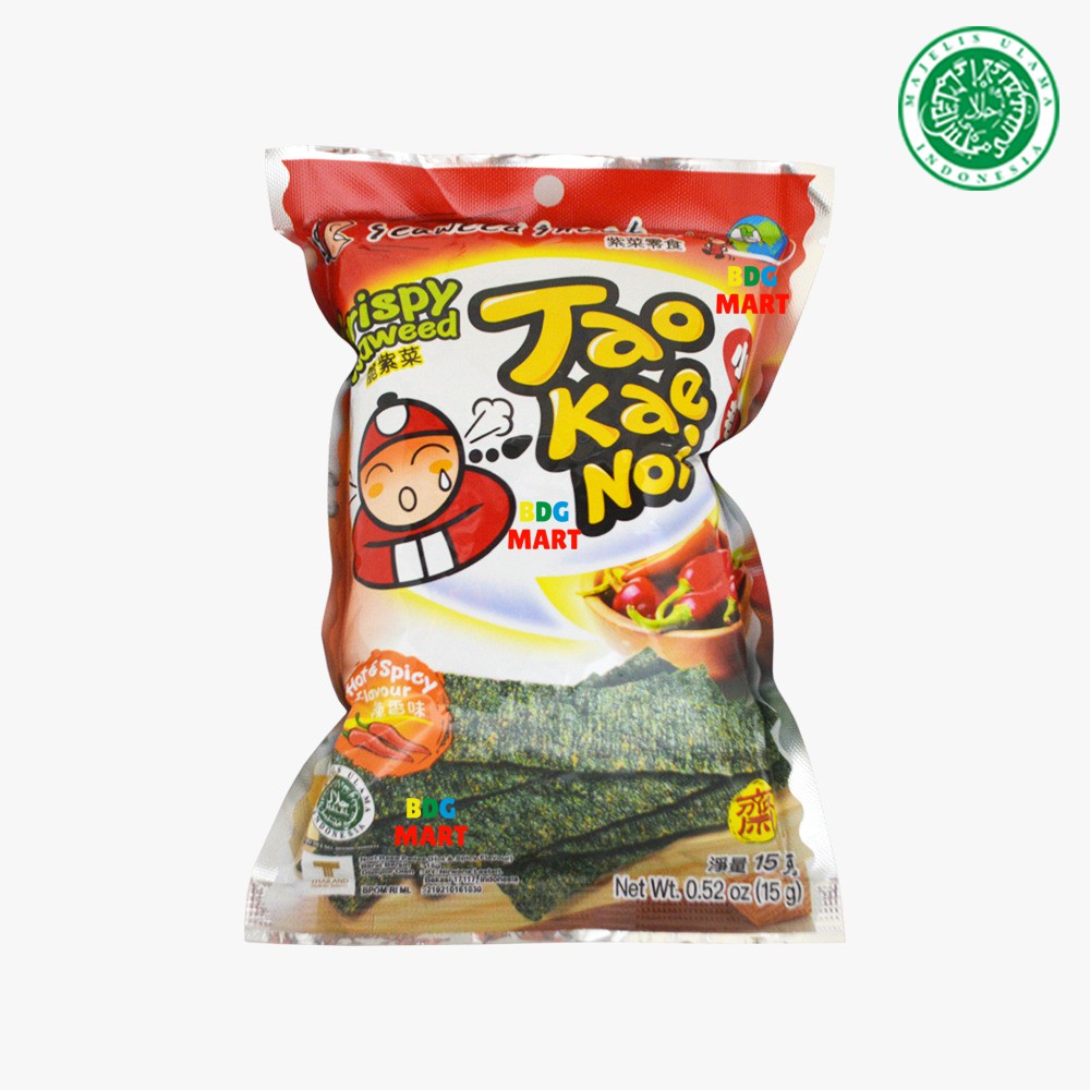

TAO KAE NOI HOT SPICY 32GRAM BIG PACK IMPORT THAILAND SEAWEEDS SNACK CEMILAN NORI RUMPUT LAUT