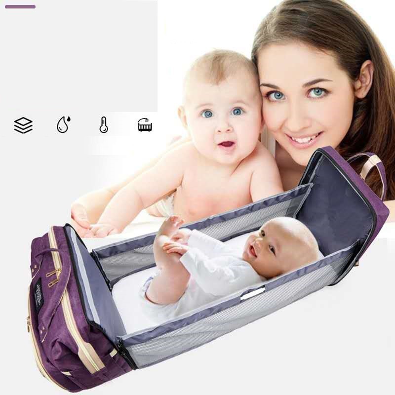 Tas Bayi Multifungsi Tempat tidur lipat Baby diapers bag Perawatan Perlengkapan Ransel Backpack