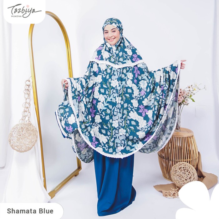 

MUKENA TAZBIYA KOMBINASI SHAMATA SERIES ALL SIZE / MUKENA DEWASA RAYON - BLUE