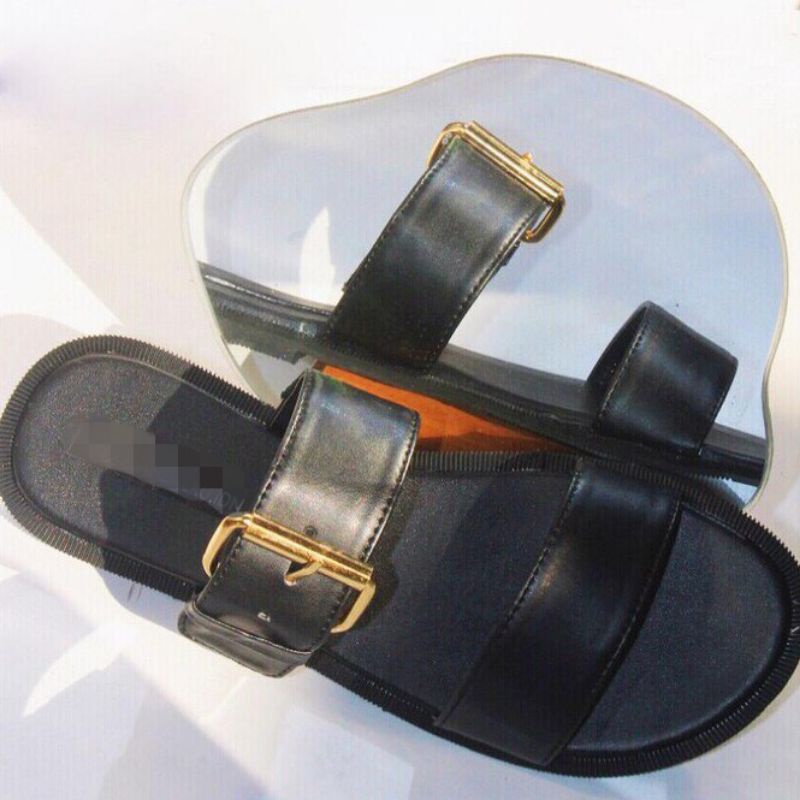 SB~ Sandal Flat Ban2 Gesper Hitam