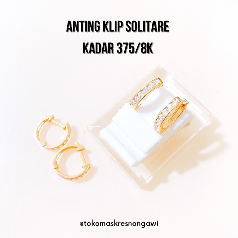 anting emas klip solitare kadar375/8k