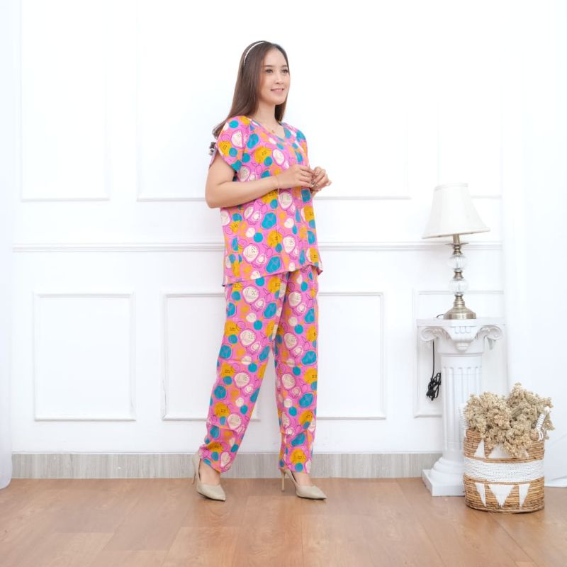 Piyama cp Rayon premium Babydoll perempuan Busui kancing depan setelan wanita Hits terbaru one set wanita dewasa