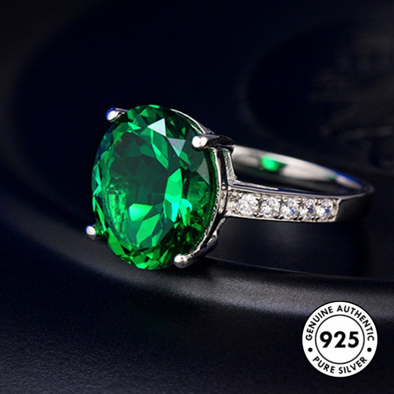 Cincin Lapis Silver 925 Dengan Emerald Untuk Wanita