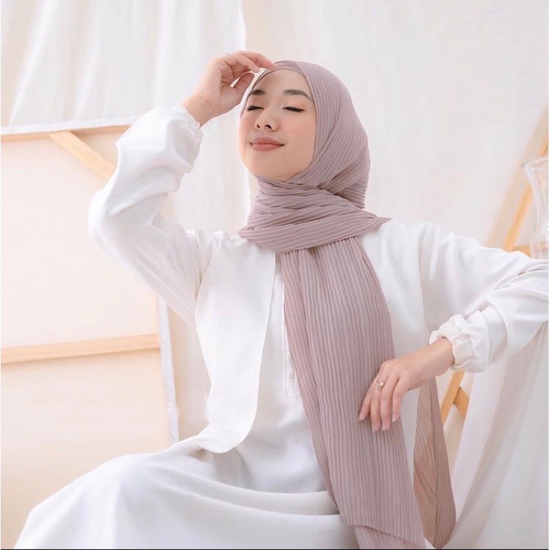 Pamelo Pashmina Plisket Ceruty Babydoll / [TANPA PATAHAN] / Pashmina Plisket Sahwl / Pashmina Ceruty Hijab