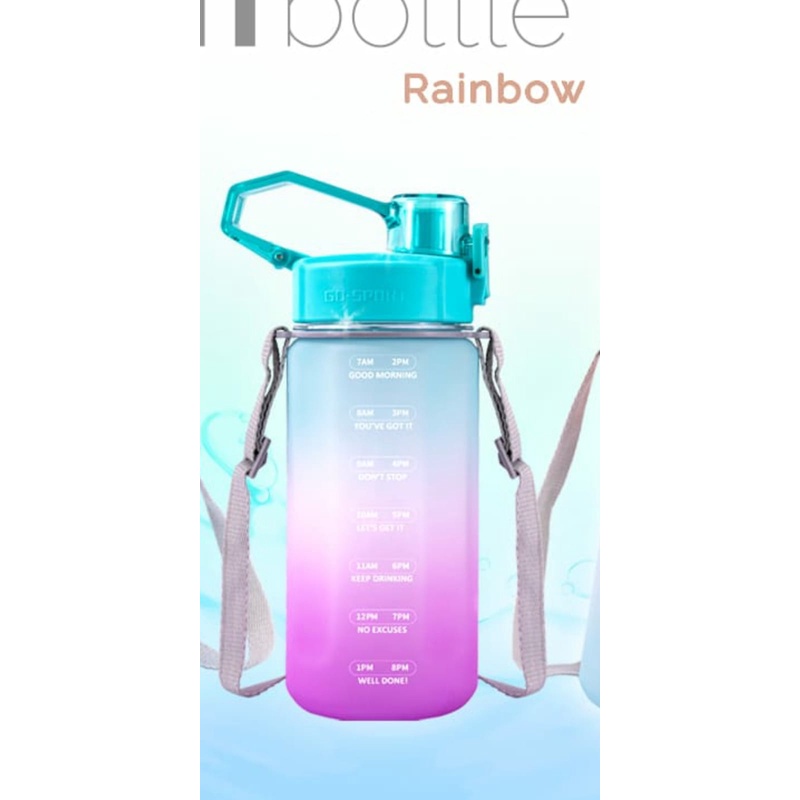 Sugarbaby Tritan Fit Bottle 2in1 (Rainbow) - 1050ml Sugarbaby Tritan Fit Bottle 2in1 (Rainbow) - 2000ml botol minum tumbler  Botol Minum Tritan  Liter Rainbow BPA Free Premium Free Sticker Lucu - Botol Minum Viral Gradasi Warna botol minum tumbler