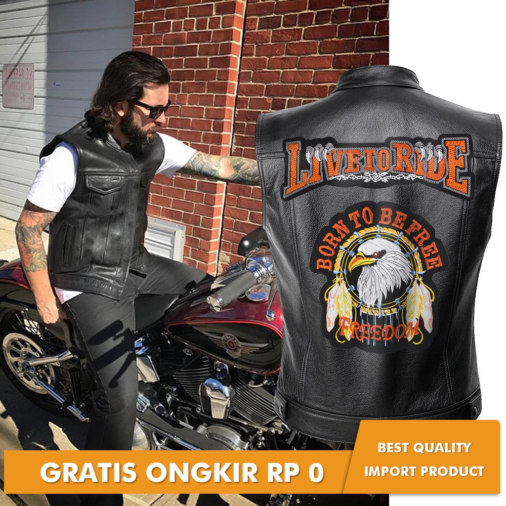 Jaket Kulit Pria Popular American drama chaos Motorcycle Vest leather clothing embroidered cloth pat