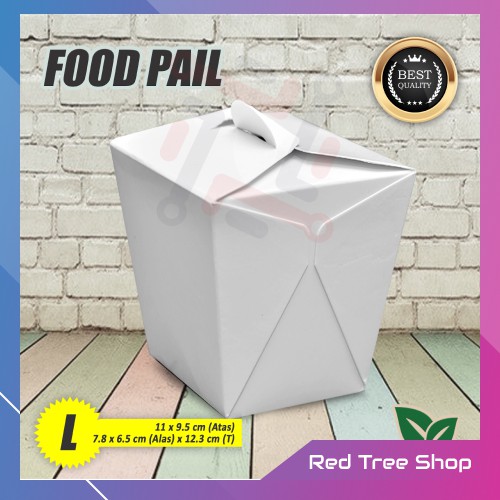 Food Pail Tanpa Rakit | Box Makanan Food Grade | Putih Ukuran L Besar | Packaging Tahan Microwave