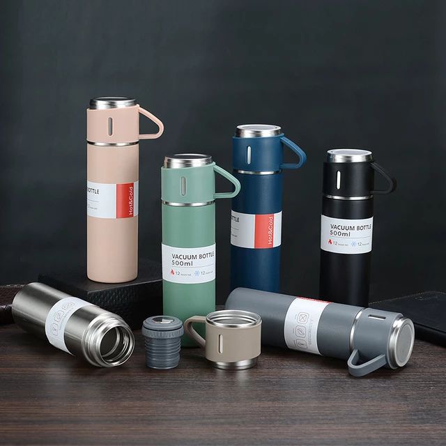 Termos Vacuum Flask Set 3 in 1 gift hampers 500ml - Botol souvenir termos set gelas 3 in 1 tahan panas dingin