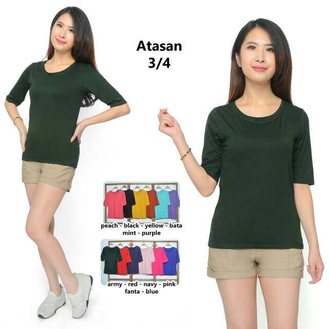 O-neck polos 3/4/Tshirt wanita murah/ Baju polos wanita