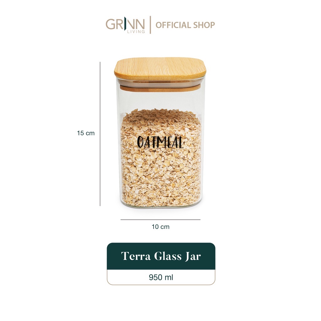 GRINN LIVING Cosmo Terra Bundle / Glass Jar / Toples Kaca Kedap Udara / Rak Bumbu Dapur Tingkat 3 Aesthetic